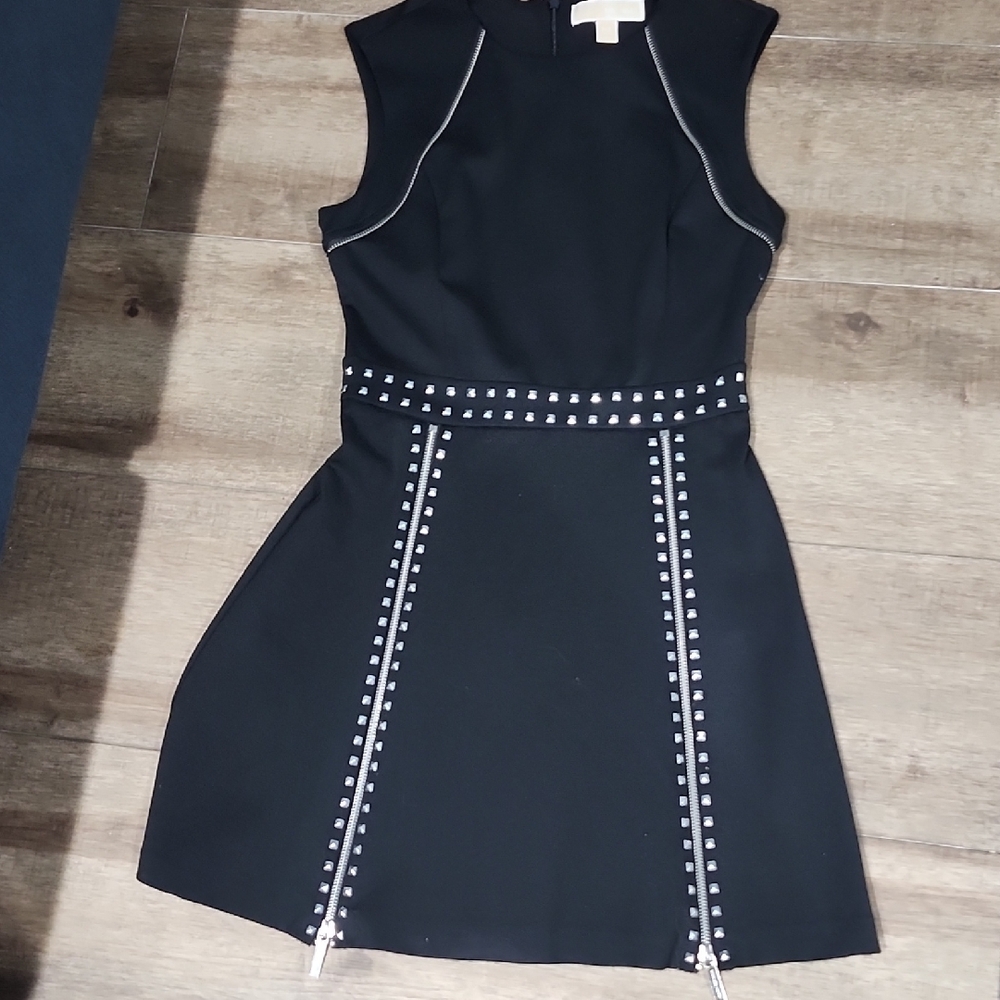 Michael Kors Black Mini Dress with Silver Studs
